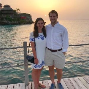 Lulus blue and white dress